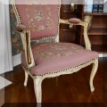 F04. Needlpoint arm chair with nailhead trim. 31&rdquo;h x 29&rdquo;w x 30&rdquo;d 